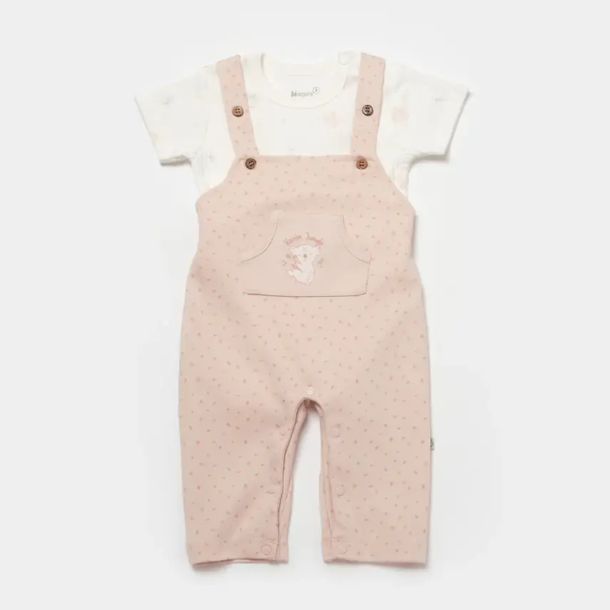 Bibaby Unisex Organik Salopet Koala Jungle Pembe - 1