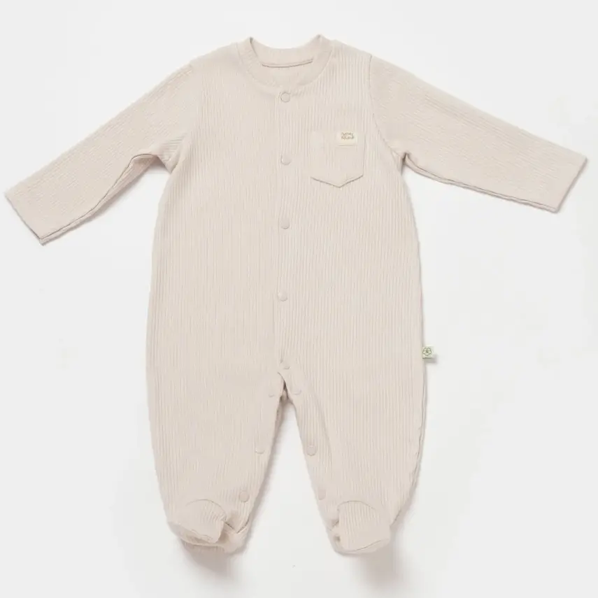 Bibaby Unisex Organik Salopet Modal Nature Relax Bej - 1