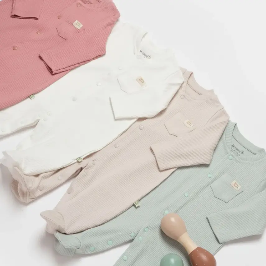 Bibaby Unisex Organik Salopet Modal Nature Relax Bej - 6