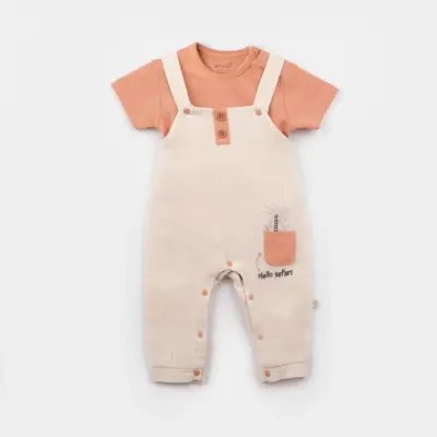 Bibaby Unisex Organik Salopet Tulum Always Safari Ekru - Kiremit