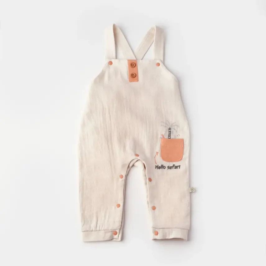 Bibaby Unisex Organik Salopet Tulum Always Safari Ekru - Kiremit - 2