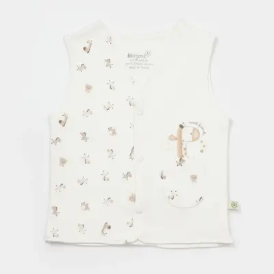 Bibaby Unisex Organik Yelek Sweet Friends Ekru - 2