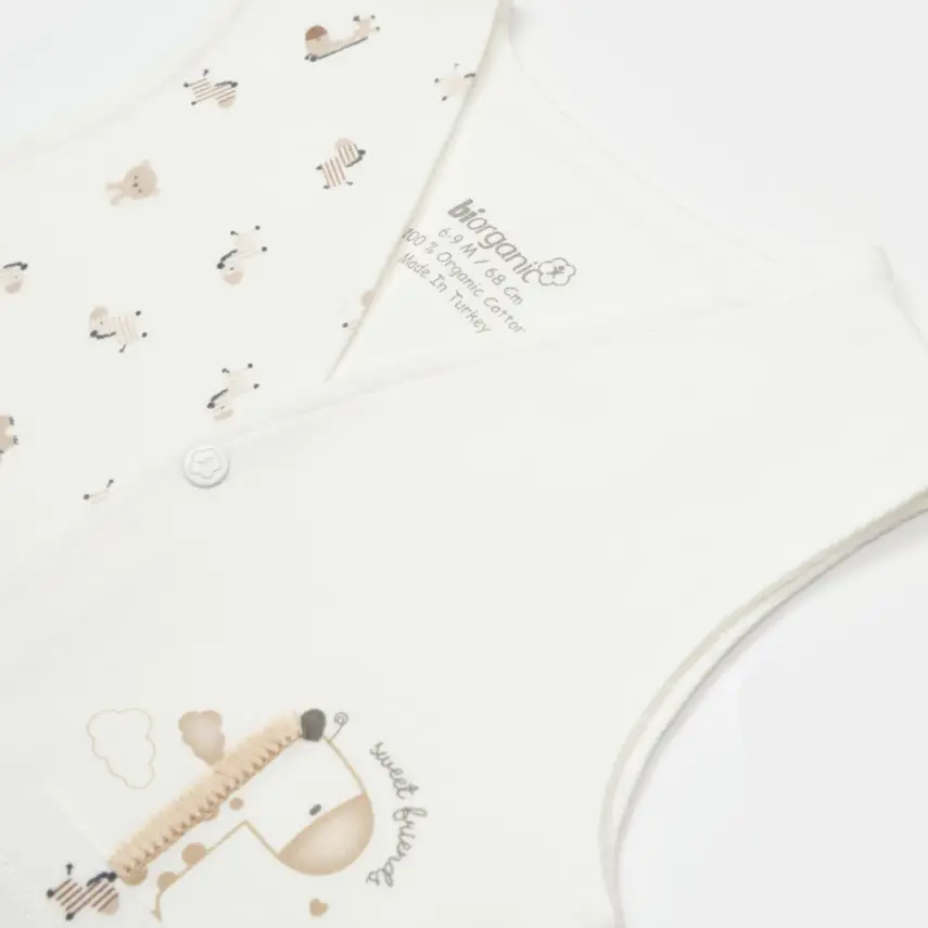 Bibaby Unisex Organik Yelek Sweet Friends Ekru - 5