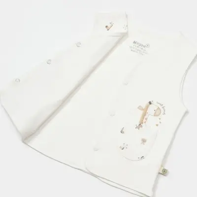 Bibaby Unisex Organik Yelek Sweet Friends Ekru - 12