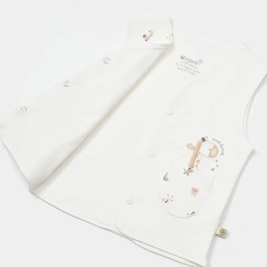 Bibaby Unisex Organik Yelek Sweet Friends Ekru - 12