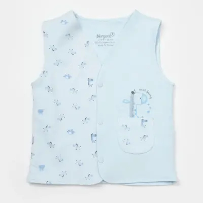 Bibaby Unisex Organik Yelek Sweet Friends Mavi 