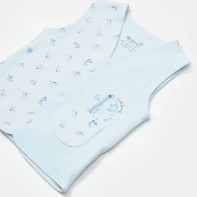 Bibaby Unisex Organik Yelek Sweet Friends Mavi - 11