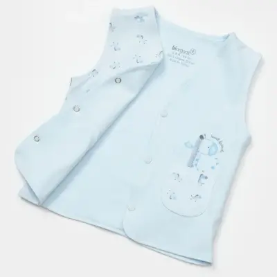 Bibaby Unisex Organik Yelek Sweet Friends Mavi - 9