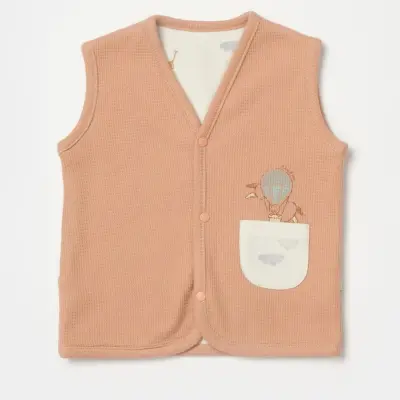 Bibaby Unisex Organik Yelek Teach Me Kırmızı - Kahverengi - Mint