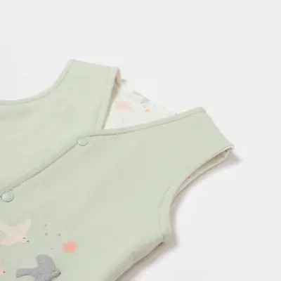 Bibaby Unisex Organik Yelek Tiny Birds Ekru - Yeşil - 2