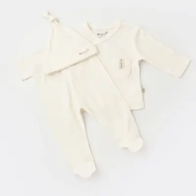 Bibaby Unisex Organik Zıbın 3lü Soft Modal Ekru - 3