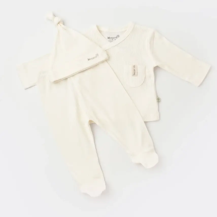 Bibaby Unisex Organik Zıbın 3lü Soft Modal Ekru - 3