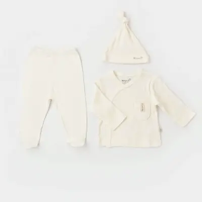 Bibaby Unisex Organik Zıbın 3lü Soft Modal Ekru