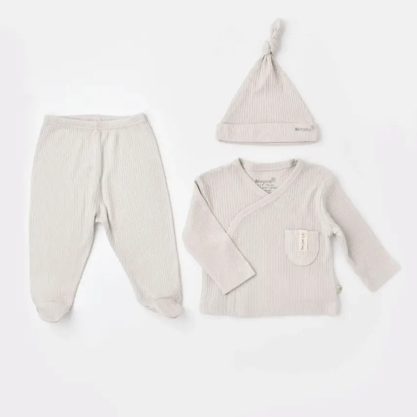 Bibaby Unisex Organik Zıbın 3lü Soft Modal Gri - 1