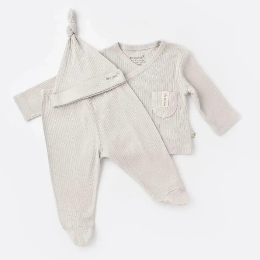 Bibaby Unisex Organik Zıbın 3lü Soft Modal Gri - 3