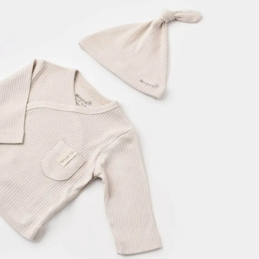 Bibaby Unisex Organik Zıbın Takımı 3lü Soft Modal Bej - 4