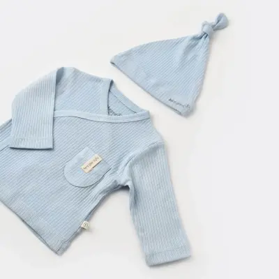 Bibaby Unisex Organik Zıbın Takımı 3lü Soft Modal Mavi - 3