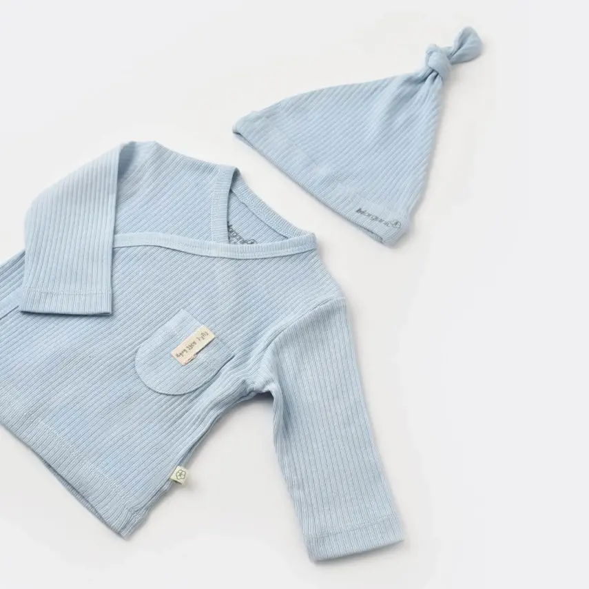 Bibaby Unisex Organik Zıbın Takımı 3lü Soft Modal Mavi - 3