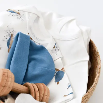 Bibaby Unisex Organik Zıbın Takımı Caretta In Live Prematüre Ekru - İndigo - 6