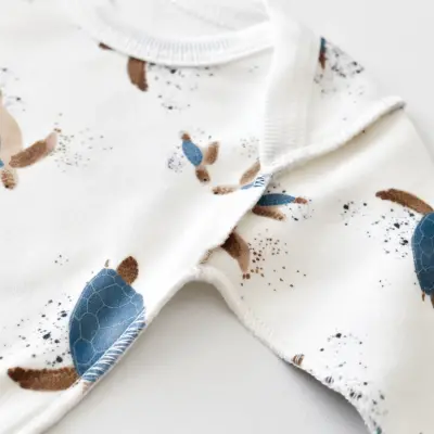 Bibaby Unisex Organik Zıbın Takımı Caretta In Live Prematüre Ekru - İndigo - 5