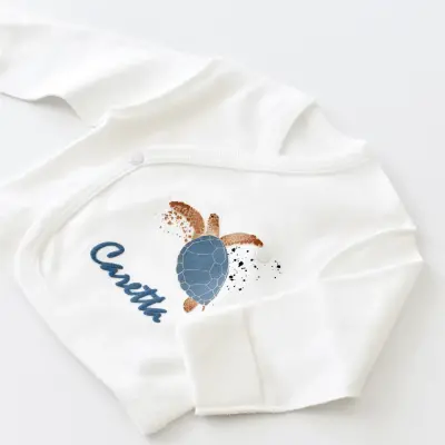 Bibaby Unisex Organik Zıbın Takımı Caretta In Live Prematüre Ekru - İndigo - 13