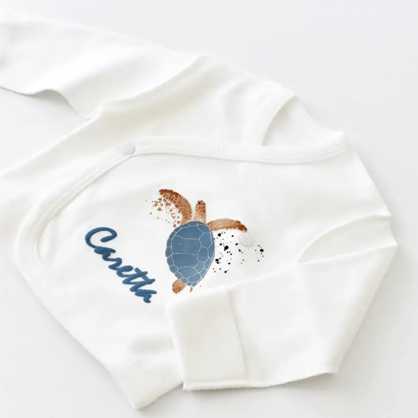 Bibaby Unisex Organik Zıbın Takımı Caretta In Live Prematüre Ekru - İndigo - 13