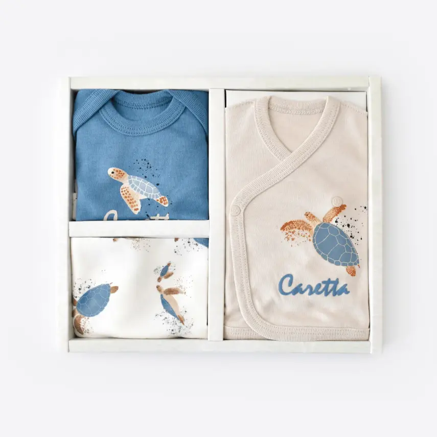 Bibaby Unisex Organik Zıbın Takımı Caretta In Live Prematüre Taş - İndigo - 3