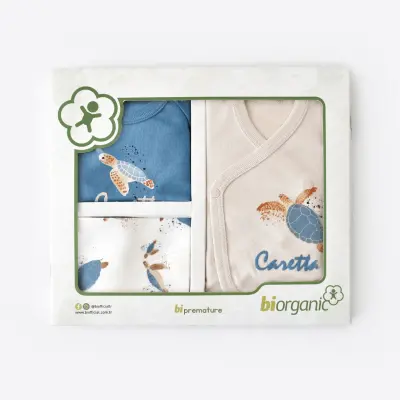 Bibaby Unisex Organik Zıbın Takımı Caretta In Live Prematüre Taş - İndigo - 9