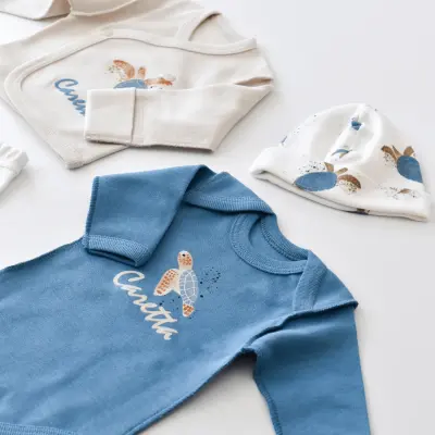 Bibaby Unisex Organik Zıbın Takımı Caretta In Live Prematüre Taş - İndigo - 4