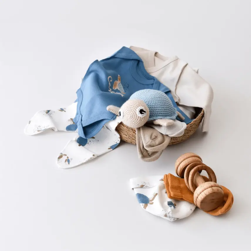 Bibaby Unisex Organik Zıbın Takımı Caretta In Live Prematüre Taş - İndigo - 7