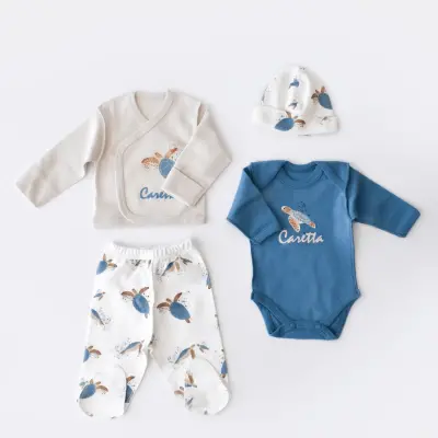 Bibaby Unisex Organik Zıbın Takımı Caretta In Live Prematüre Taş - İndigo