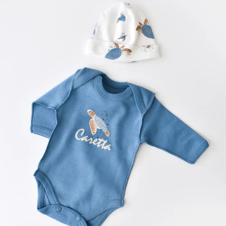 Bibaby Unisex Organik Zıbın Takımı Caretta In Live Prematüre Taş - İndigo - 10