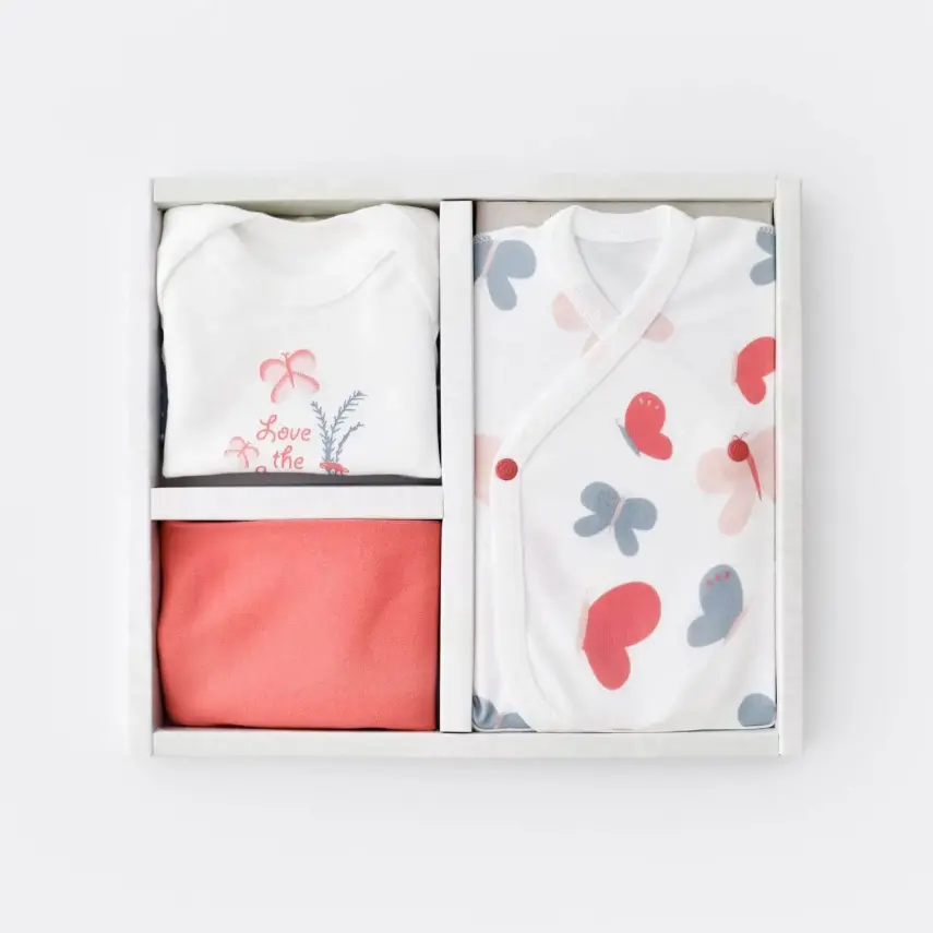 Bibaby Unisex Organik Zıbın Takımı Wild Flowers Prematüre Coral - 2