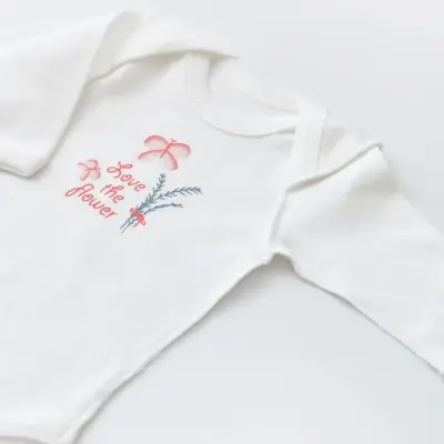 Bibaby Unisex Organik Zıbın Takımı Wild Flowers Prematüre Coral - 5