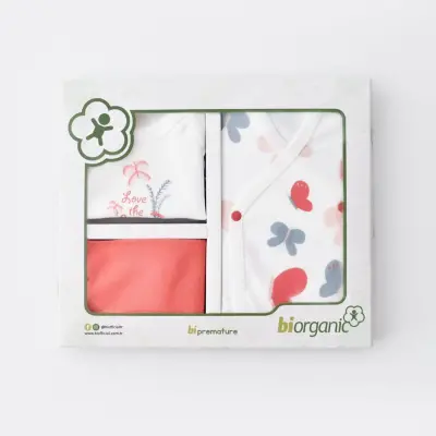 Bibaby Unisex Organik Zıbın Takımı Wild Flowers Prematüre Coral - 8