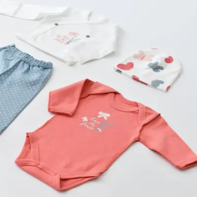 Bibaby Unisex Organik Zıbın Takımı Wild Flowers Prematüre Spring Blue - 2