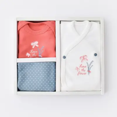 Bibaby Unisex Organik Zıbın Takımı Wild Flowers Prematüre Spring Blue - 12