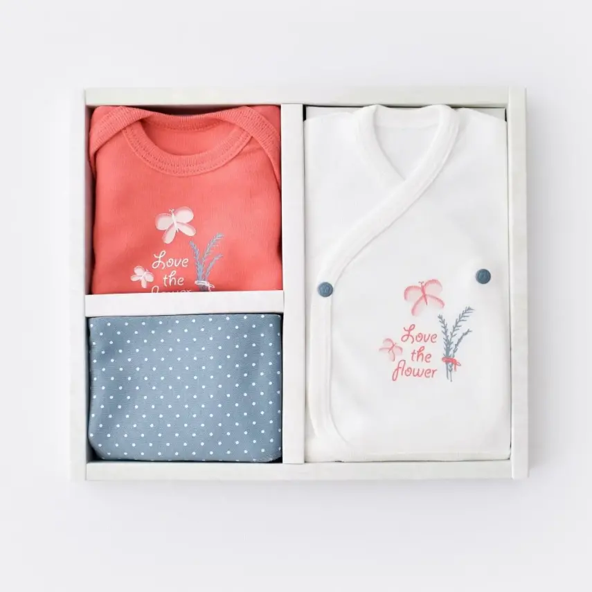 Bibaby Unisex Organik Zıbın Takımı Wild Flowers Prematüre Spring Blue - 12