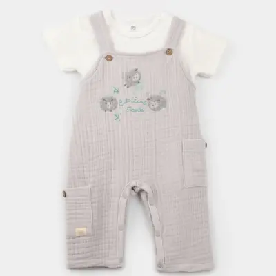 Bibaby Unisex Salopet Tulum Lamb Friends Gri