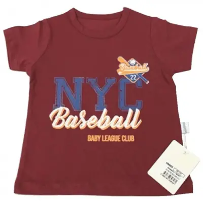Bibaby Unisex T-Shirt Bimboo Baseball Bordo
