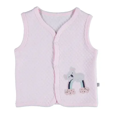 Bibaby Unisex Yelek Kapitone Gökkuşaklı Koala Pembe