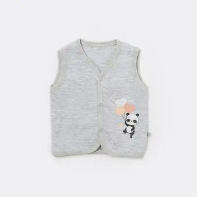 Bibaby Unisex Yelek Kapitone Hello Pandas Gri