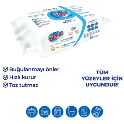 Bingo Yüzey Temizlik Havlusu Beyaz Sabun 96lı x3 - 4