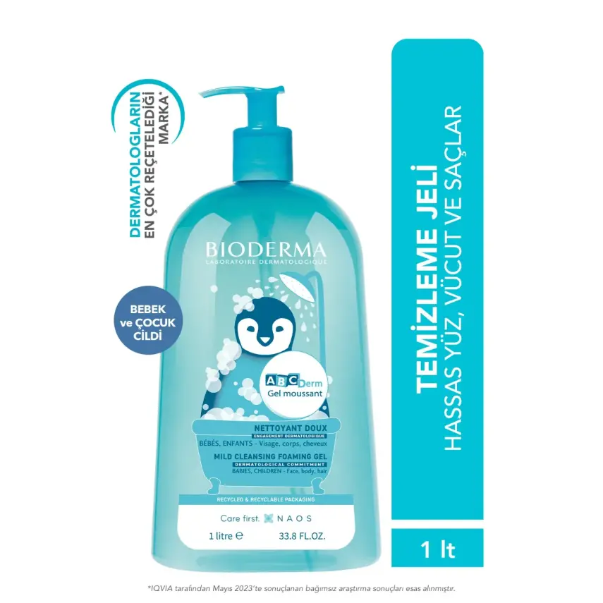 Bioderma Abcderm Saç Yüz ve Vücut Temizleme 1 Litre - 1