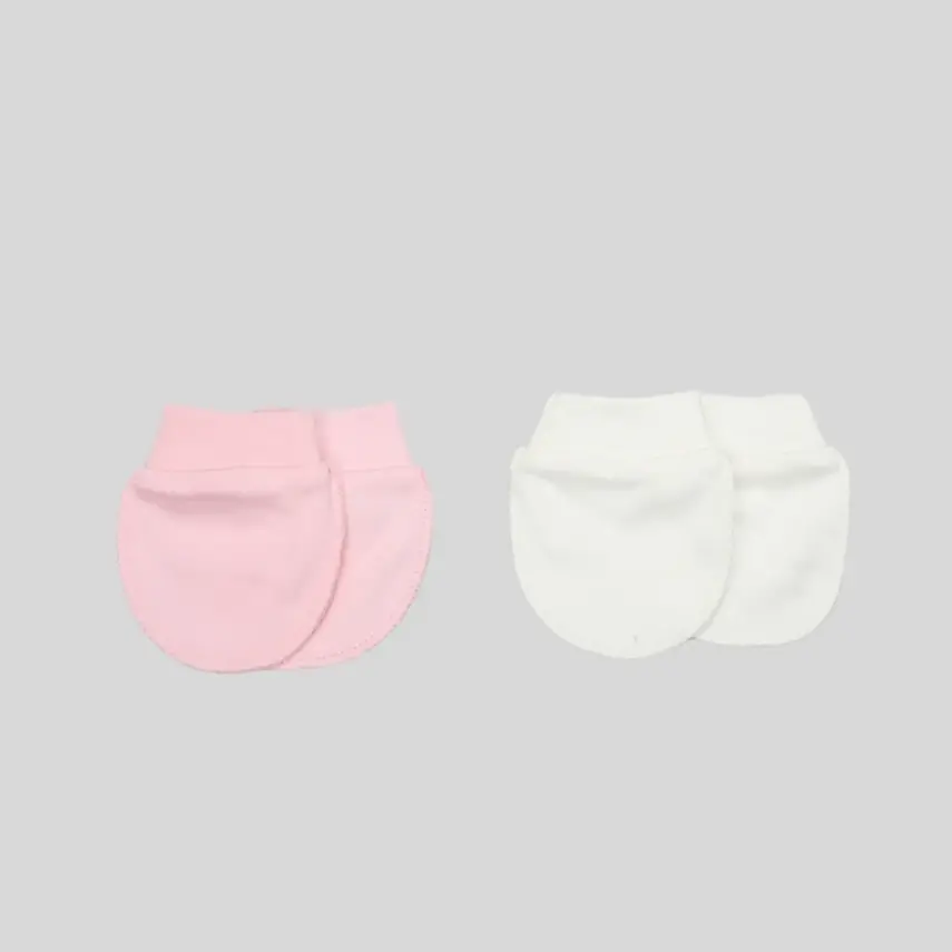 Bistyle 2li Kız Bebek  Eldiven Penye Basic Ekru - Pembe - 1