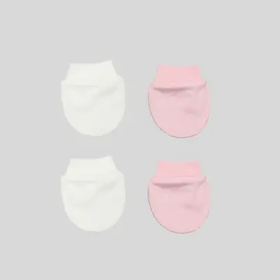 Bistyle 2li Kız Bebek  Eldiven Penye Basic Ekru - Pembe - 5