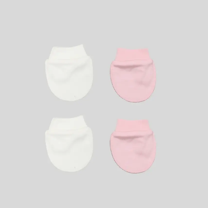 Bistyle 2li Kız Bebek  Eldiven Penye Basic Ekru - Pembe - 5