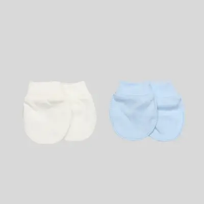 Bistyle 2li Penye Erkek Bebek Eldiven Basic Beyaz - Mavi