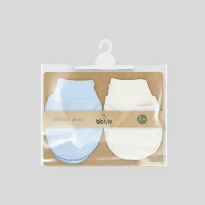 Bistyle 2li Penye Erkek Bebek Eldiven Basic Beyaz - Mavi - 5