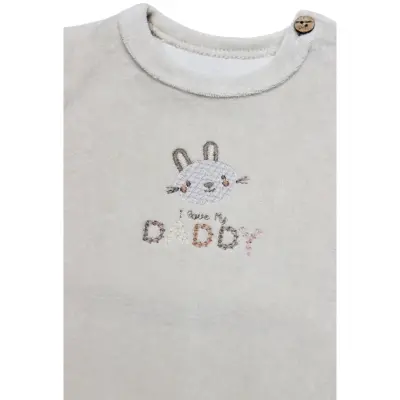 Bistyle 2li Takım Kadife I Love Daddy Bej - Turuncu - 5